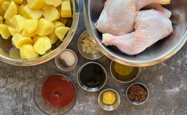 צלי עוף ותפוחי אדמה - המרכיבים