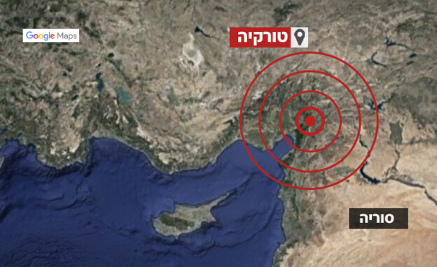 מפת רעידת האדמה (צילום: google maps)