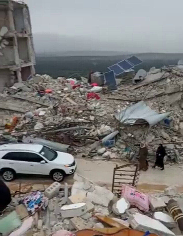 הנזק מרעידת האדמה בעיר חראם בסוריה