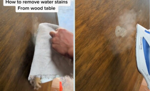 טיפ לניקוי כתמי מים משולחן עץ  (צילום: חשבון הטיקטוק cleaningwithgabie@)