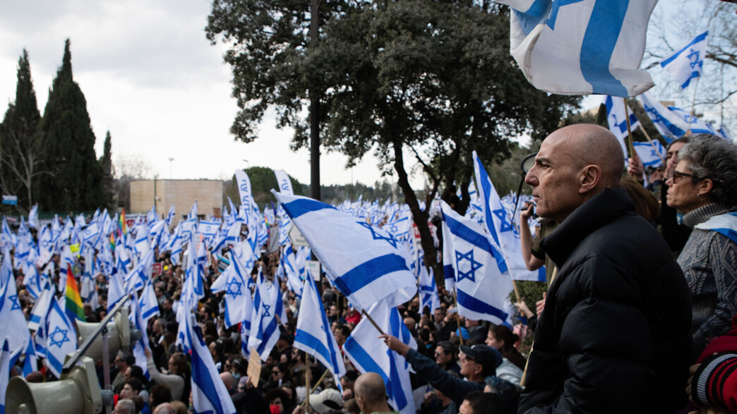 הפגנה נגד המהפכה המשפטית בירושלים (צילום: Matan Golan/SOPA Images/LightRocket via Getty Images)