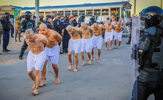 אסירי הכנופיות בבית הכלא באל סלוודור (צילום: רויטרס)