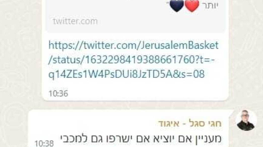 הפועל ירושלים איגוד הכדורסל וואטסאפ