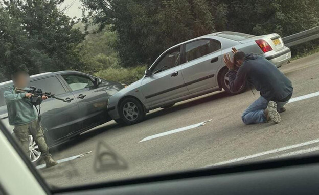 תיעוד מעצר החשוד בכביש הצפון