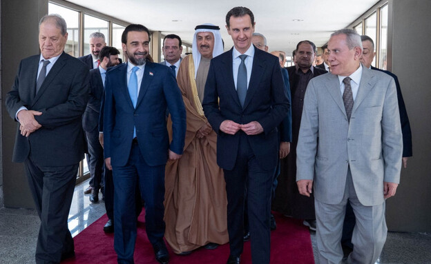 נשיא סוריה אסד עם נציגי מדינות ערב (צילום: רויטרס)