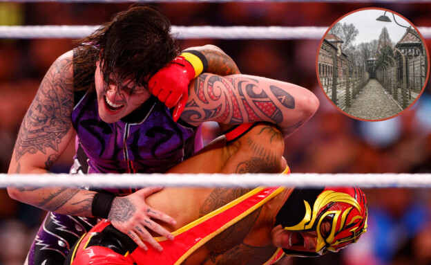 "שימוש חסר בושה": ה-WWE השתמשו בתמונה מאושוויץ כדי לקדם קרב (צילום: צילום מסך, Ronald Martinez / Staff)
