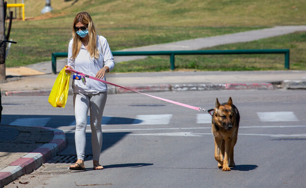 אישה מטיילת עם כלב מסוג רועה גרמני (צילום: Alex Eidelman, shutterstock)