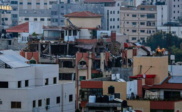 בניין המגורים של טארק עז-  א-דין שחוסל בעזה, הבוקר (צילום: AFP)