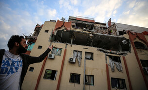 התקיפה בעזה בה חוסלו שלושה בכירי הג'יהאד האיסלאמי (צילום: Majdi Fathi/NurPhoto via Getty Images)
