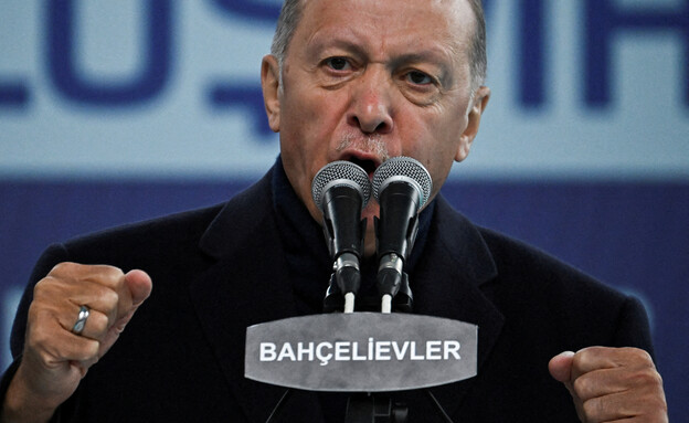 נשיא טורקיה ארדואן בקמפיין הבחירות (צילום: רויטרס)
