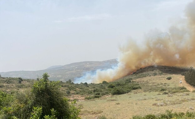 שריפות בהרי טורעאן (צילום: דוברות כב"ה צפון)