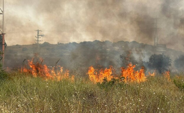 שרפה צומת שילת (צילום: כבאות והצלה)
