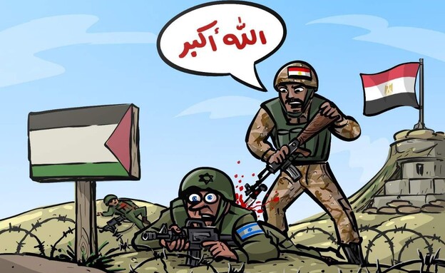 קריקטורות מהרשתות הפלסטיניות שמהללות את הפיגוע