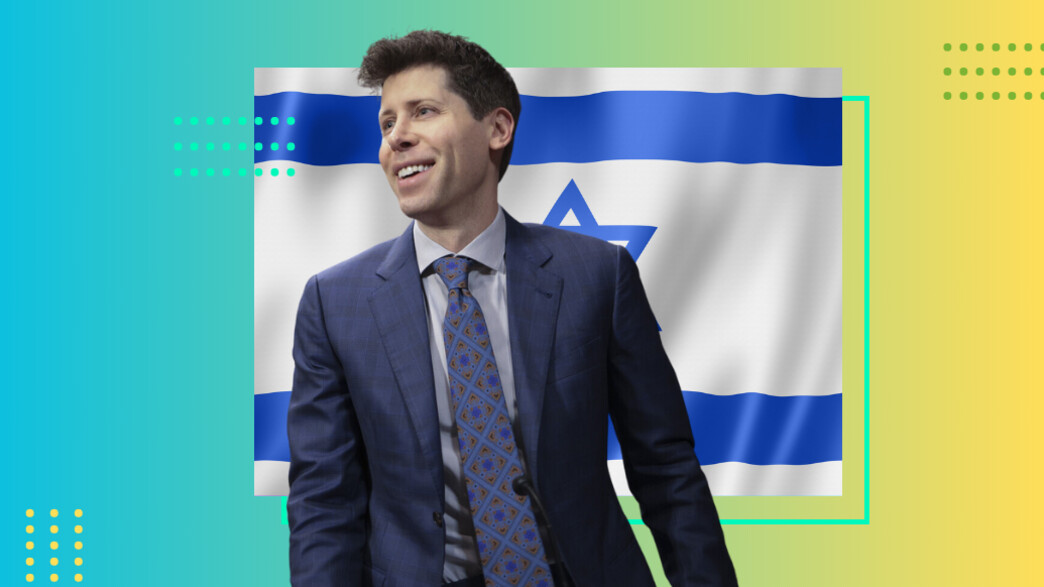 סם אלטמן ודגל ישראל (צילום: Win McNamee, getty images)