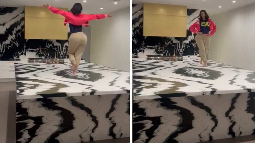 קארדי בי רוקדת על אי מטבח ענק