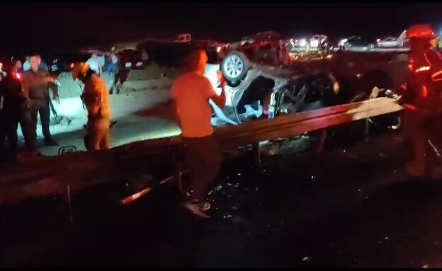 תאונה בכביש 90 סמוך לעוגא אתחתא (צילום: תיעוד מבצעי מד"א)