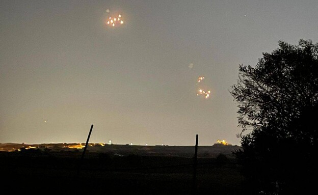 יירוט רקטות מעל עוטף עזה (צילום: סעיף 27א לחוק זכויות יוצרים)