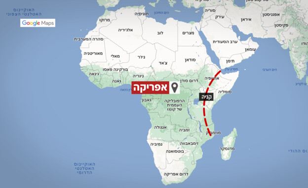 הפיצול הצפוי של יבשת אפריקה - בעקבות התרחבות השבר  (עיבוד: google maps)