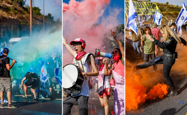 יום השיבוש, מחאה,הפגנה, מחלף חמד (צילום: אייל מרגולין, פלאש 90)