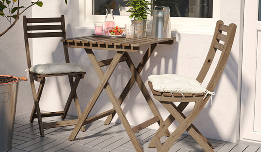  ASKHOLMEN שולחן+2 כיסאות, גוון חום בהיר