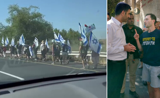 קרעי יצא לדבר עם המפגינים בחיפה, המחאה בדרך לירושל (צילום: מחאת הסטודנטים)