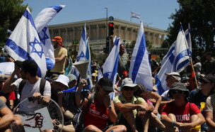 מפגינים מול הכנסת לאחר ביטול עילת הסבירות (צילום: Mostafa Alkharouf/Anadolu Agency via Getty Images)