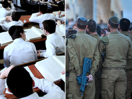 תלמידי ישיבה, חיילי צה"ל (צילום: פלאש 90)
