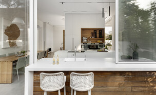 מטבח חוץ רויטל כלו אגוזי ומיכל שיש (צילום: עודד סמדר)