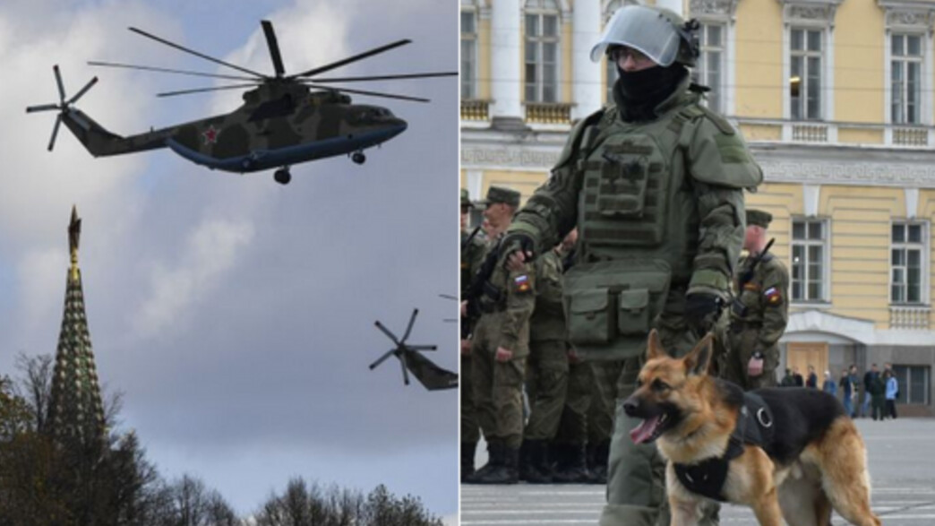 הרוסים באוויר וביבשה (צילום: NATALIA KOLESNIKOVA | OLGA MALTSEVA/AFP)