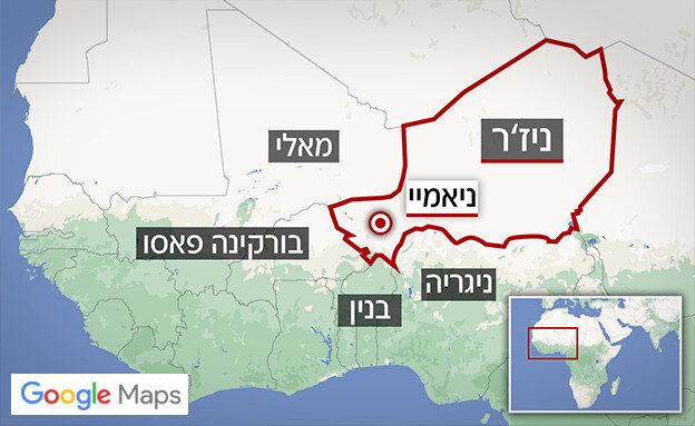 ניז'ר והמדינות הסובבות באפריקה (צילום: google maps)