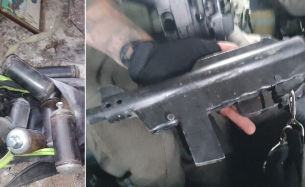 נשק ומטענים שנתפסו בפעילות בג'נין (צילום: דובר צה"ל / דוברות מג"ב)