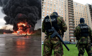 כוח ביטחון על רקע תוצאת התקיפה (צילום: OLGA MALTSEVA/AFP/GettyImages | רשתות חברתיות לפי סעיף 27א' לחוק זכויות יוצרים)