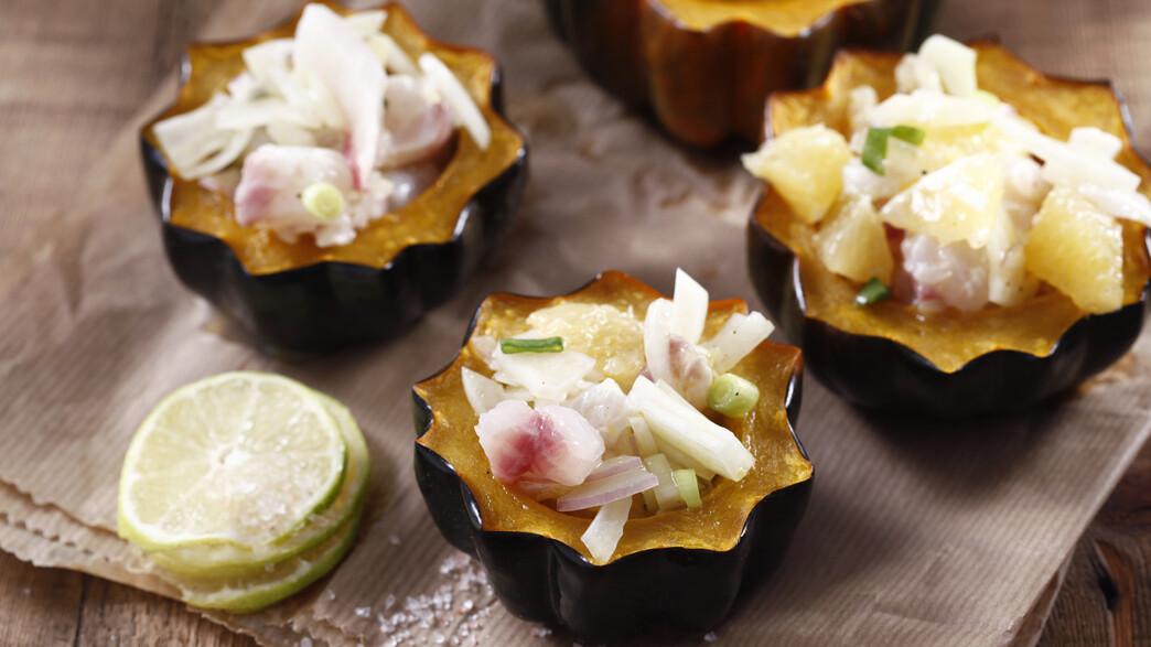 דלעת ערמונים ממולאת בסביצ'ה דניס