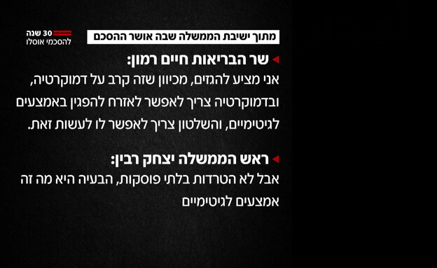 שיחה בין יצחק רבין וחיים רמון (צילום: חדשות 12)