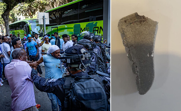 שוטר במצב קשה לאחר המהומות בתל אביב (צילום: פלאש 90)