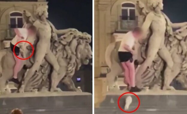 תייר שבר פסל בבריסל