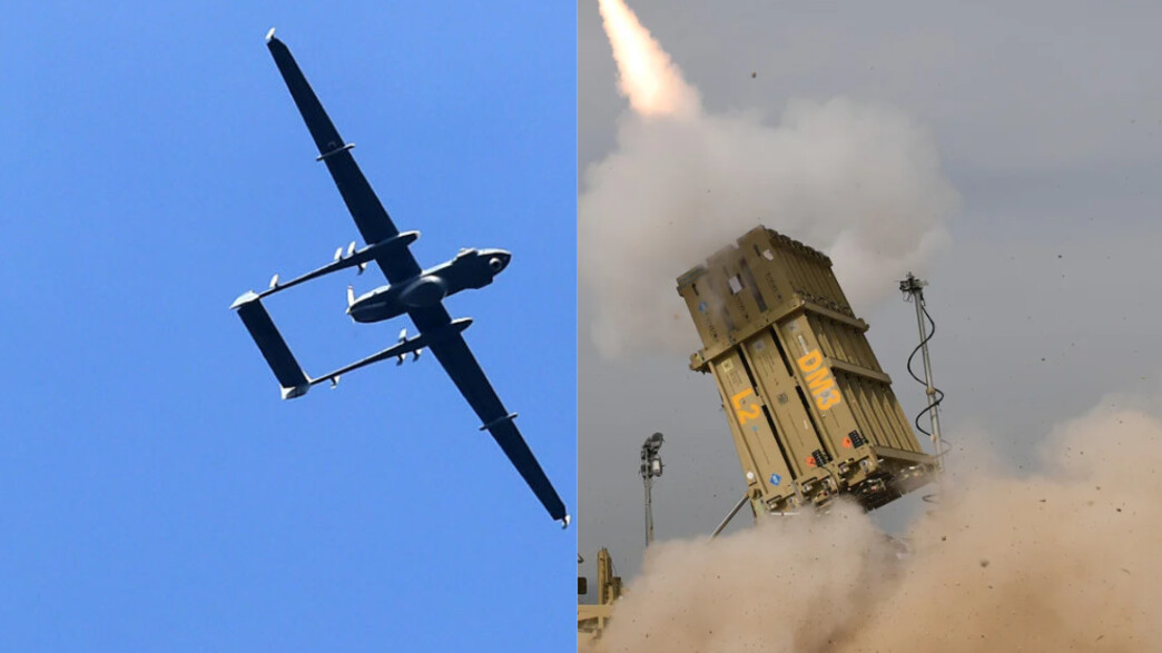 כיפת ברזל ומטוס ללא טייס (צילום: דובר צה"ל | TAUSEEF MUSTAFA/AFP/GettyImages)