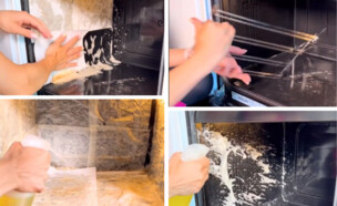טיפ לניקוי תנור עם נייר סופג (צילום: חשבון הטיקטוק aurikatariina@)
