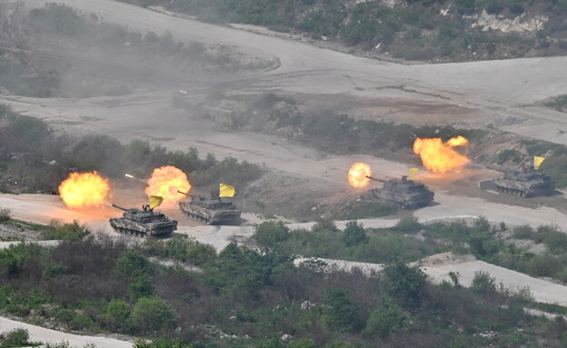 תרגיל של פיקוד קוריאה בצבא ארה"ב (צילום: רויטרס)