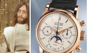 ג'ון לנון ויוקו אונו והשעון המסתורי ושעון פטק פילי (צילום: AP, בית מכירות פיליפס)