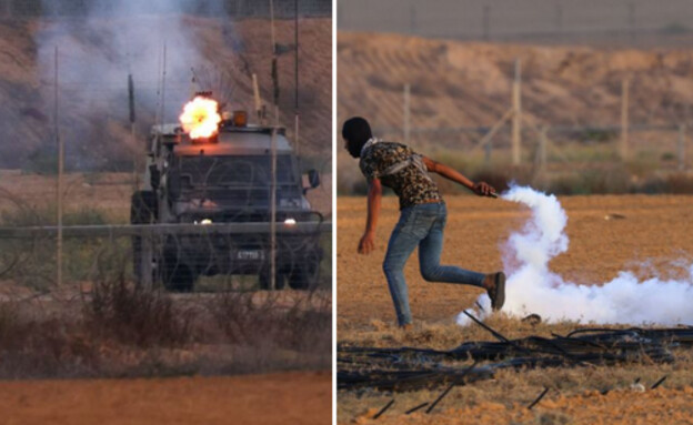 הפרות הסדר על הגדר (צילום: SAID KHATIB/AFP/GettyImages)