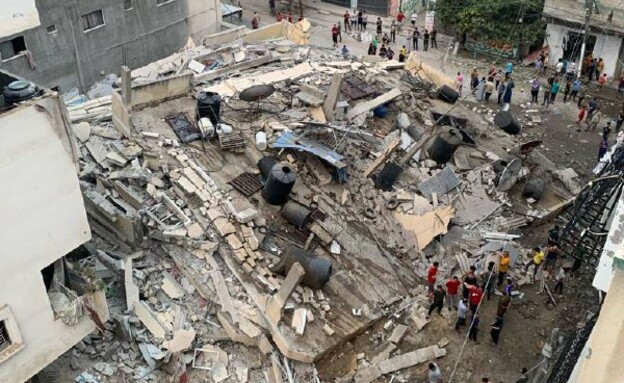 הנזק שנגרם כתוצאה מתקיפת מבנה בשכונת שיח' רדואן