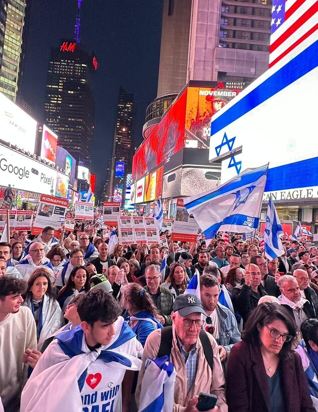 הפגנת תמיכה בניו יורק (צילום: החדשות 12)