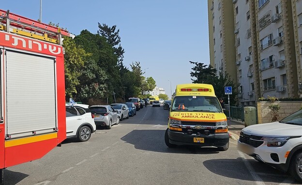 אירוע אלימות בדירה בחיפה (צילום: מד"א)