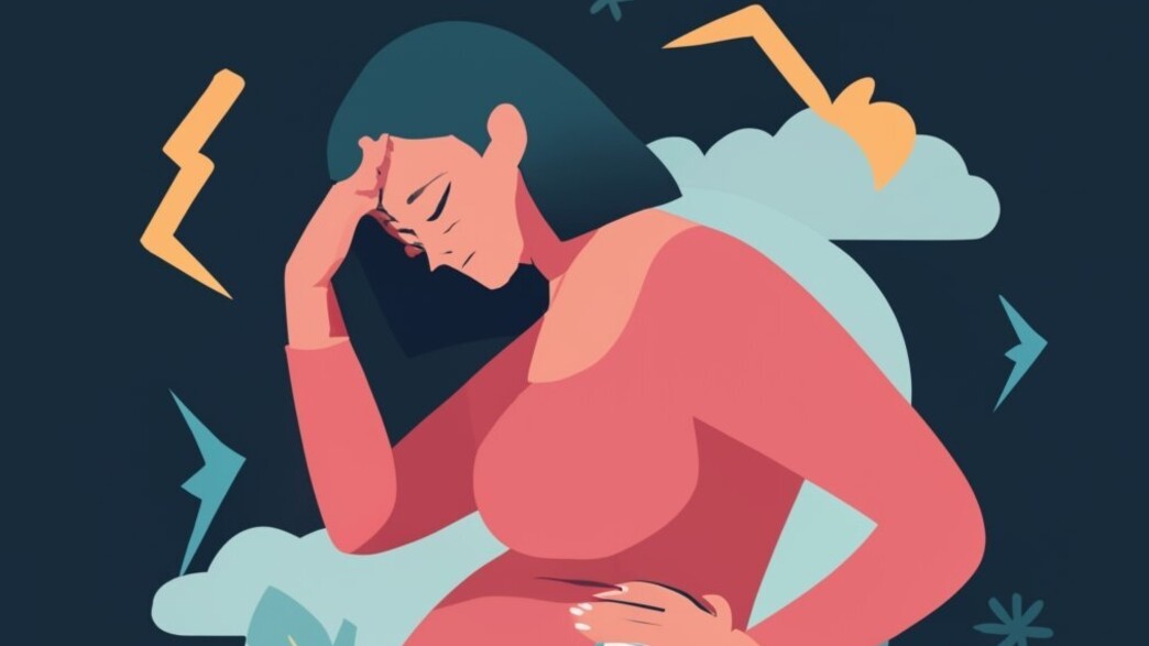 אישה בהריון מתוחה (צילום: IDEOGRAM)