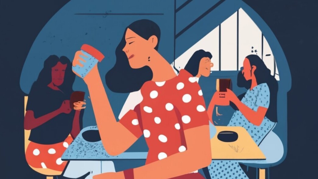 נשים יושבות בבית קפה (צילום: IDEOGRAM)