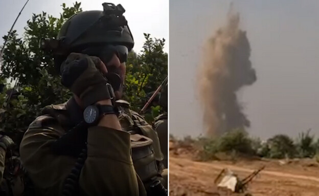 הכוחות מפוצצים מנהרת טרור (צילום: דובר צה"ל)