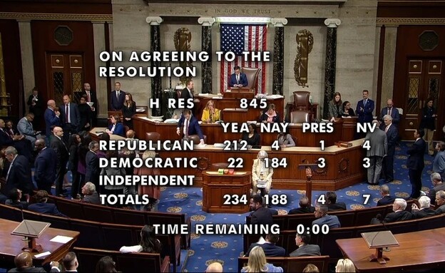 ההצבעה בקונגרס נגד ראשידה טאליב (צילום: AP)