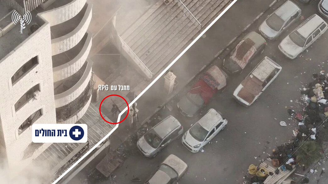 מחבלי חמאס נכנסים לבית החולים אל-קודס מחבלי חמאס נכנסים לבית החולים אל-קודס