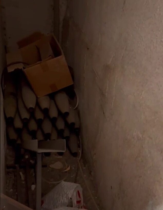 פצצות מרגמה שאותרו על ידי חטיבת ביסל"ח בגן בעזה (צילום: דובר צה"ל)